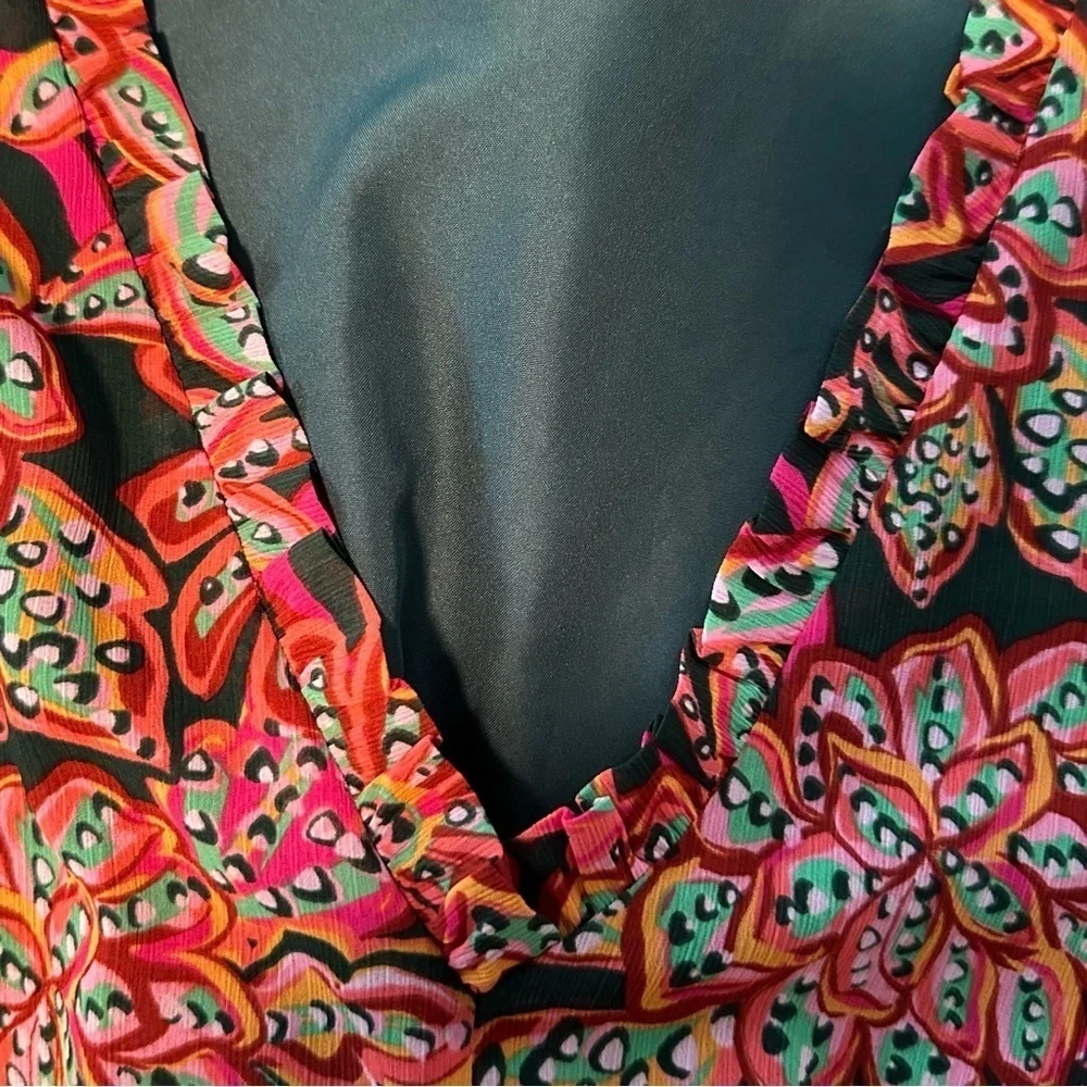J Crew Ruffle V Neck Mini Dress